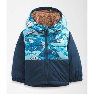The North Face Blue and Brown Reversible Puffer Jacket with Hood
